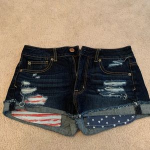 Patriotic denim shorts